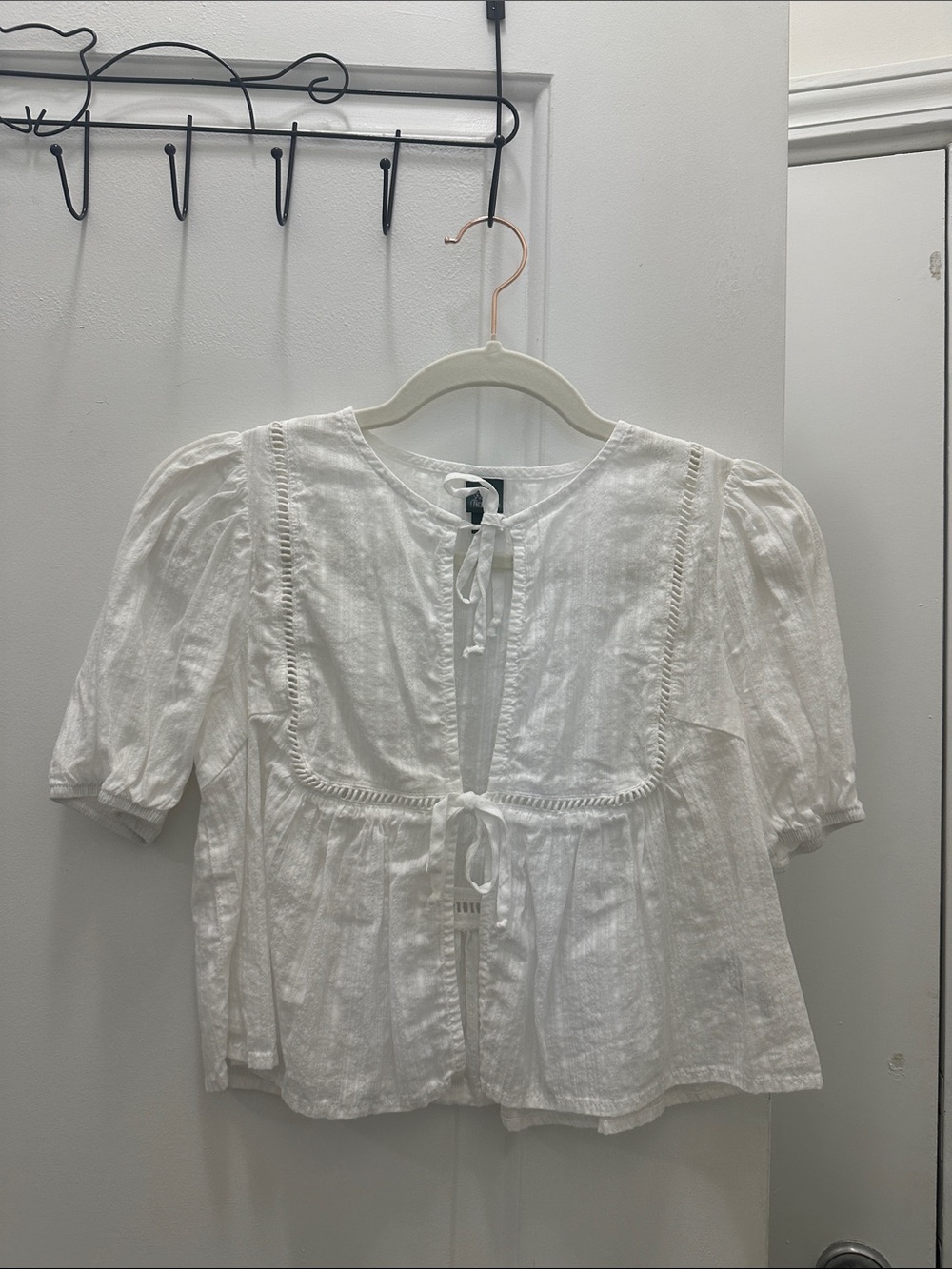 wild fable White Tie-Front Peasant Blouse